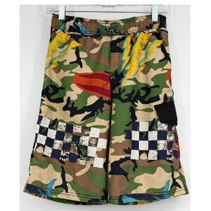 Crazy 8 Boys XL Camo Surf Shorts‎ Checkerboard Lightning Bolts Beach Summer Y2K